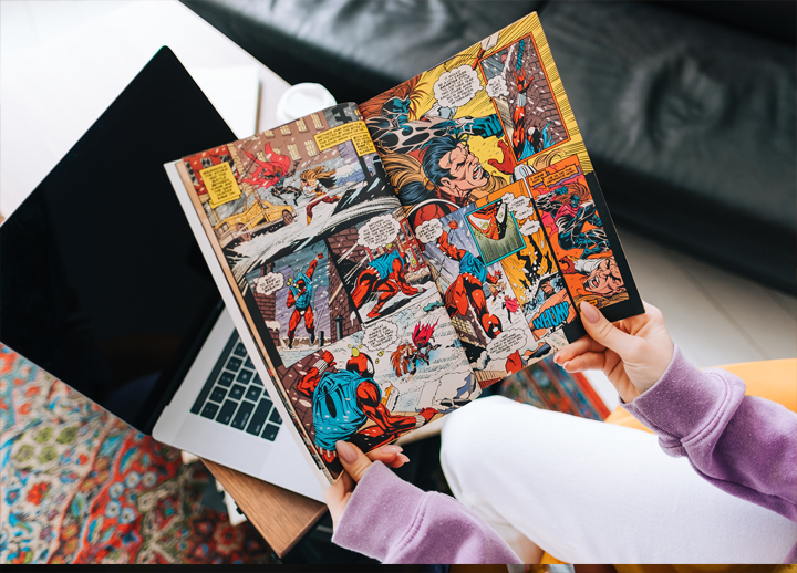 Girl reading comics